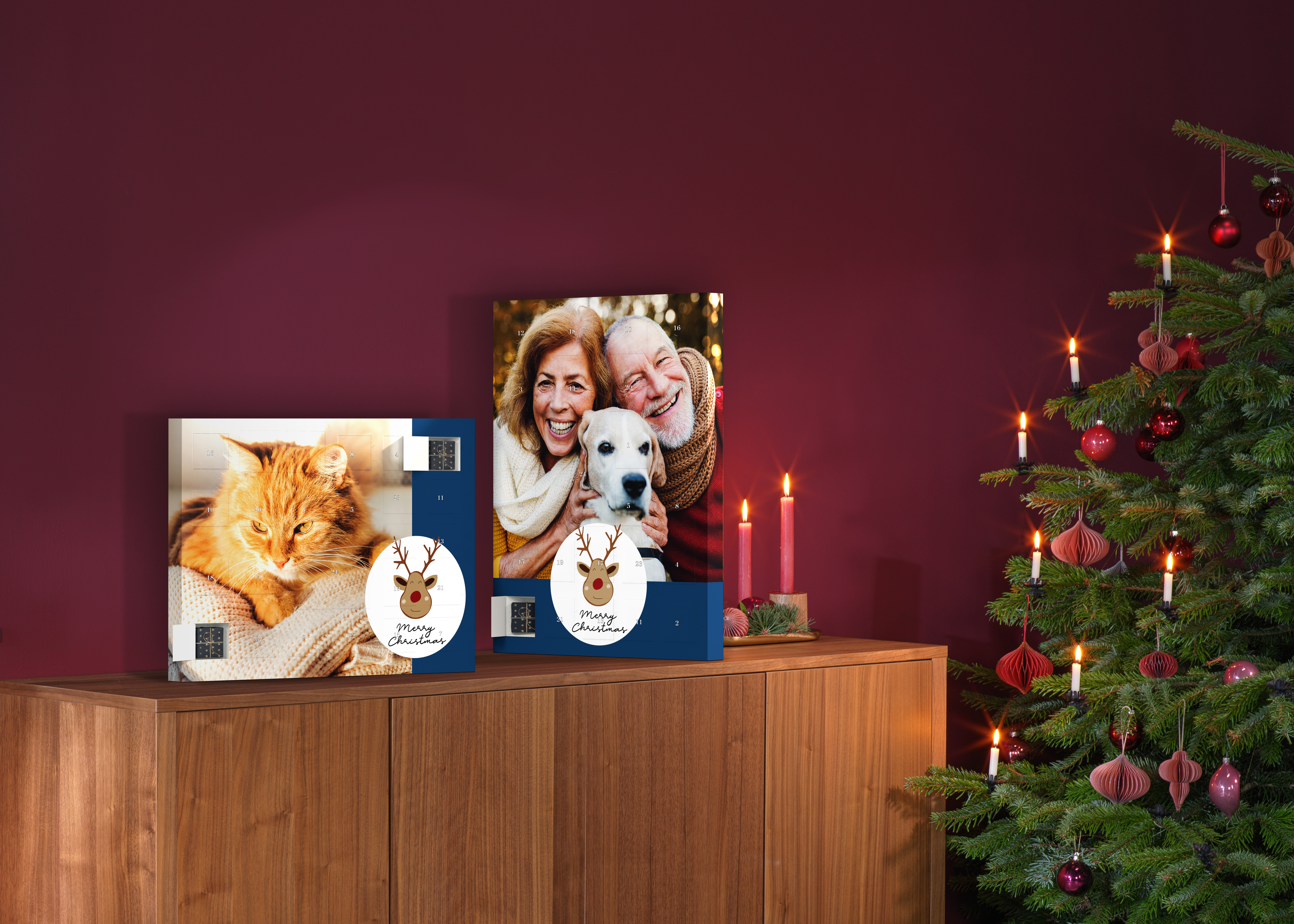 Foto-Adventskalender zum Selbstbefüllen mit Hundemotiven im Ambiente
