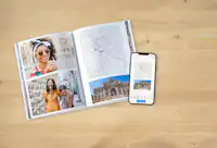 Pixum fotobog med kort og telefon med app