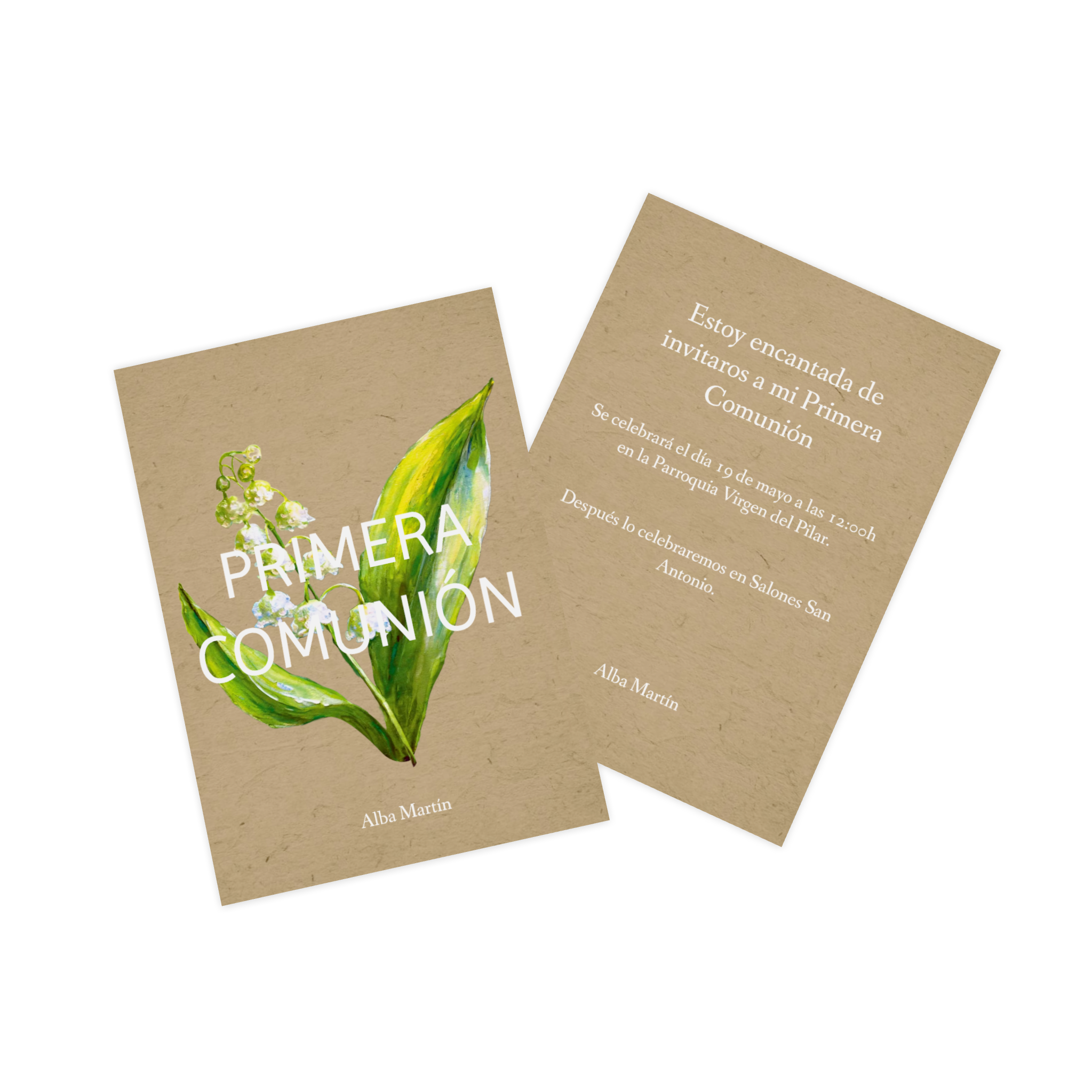 Invitación de comunión personalizada con la foto de una niña