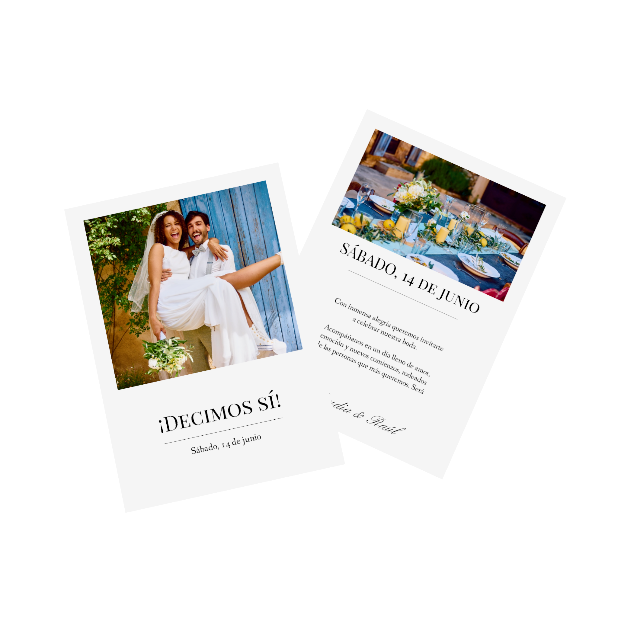 Tarjeta plegable como tarjeta de invitación de boda con la foto de la pareja 