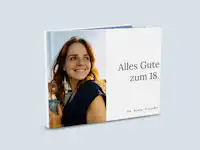 Fotobuch zum 18. Geburtstag mit Design Fotobuch zum 18. Geburtstag mit dem Foto des Geburtstagskindes und einem persönlichen Titel.