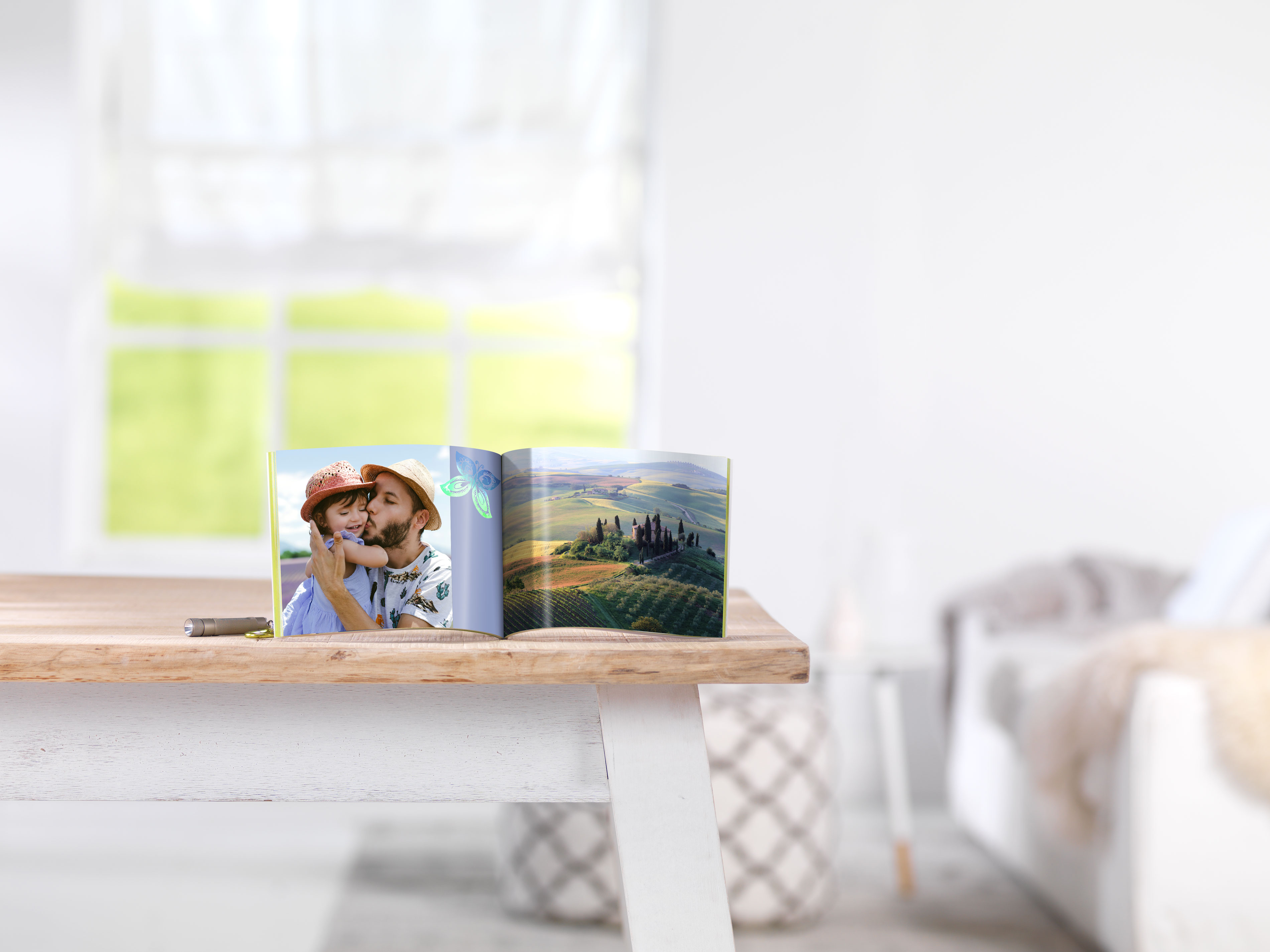 Álbum Digital Pixum en formato panorámico con la foto de un padre y su hija