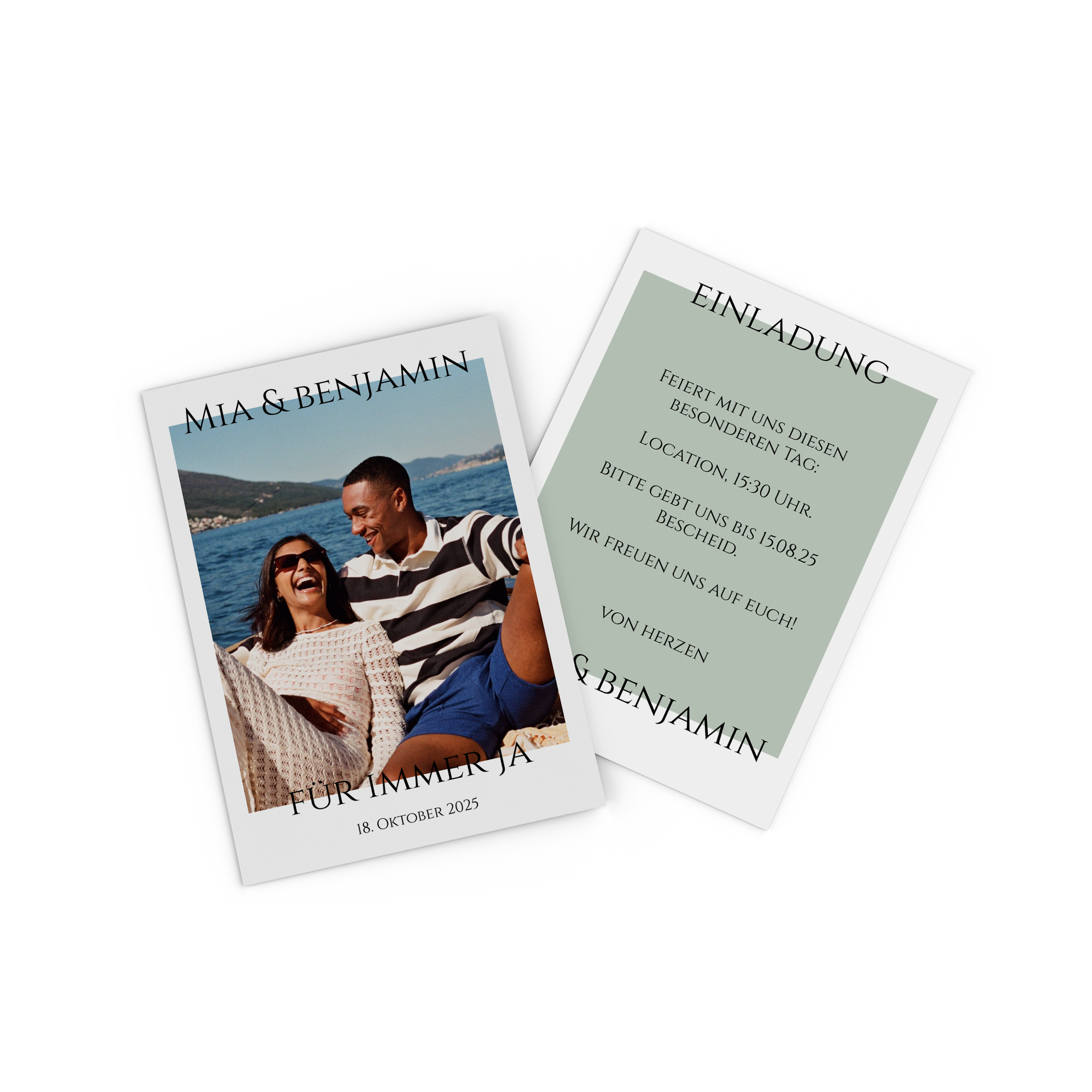 Fotokarte mit Pärchenfoto als Save the Date 