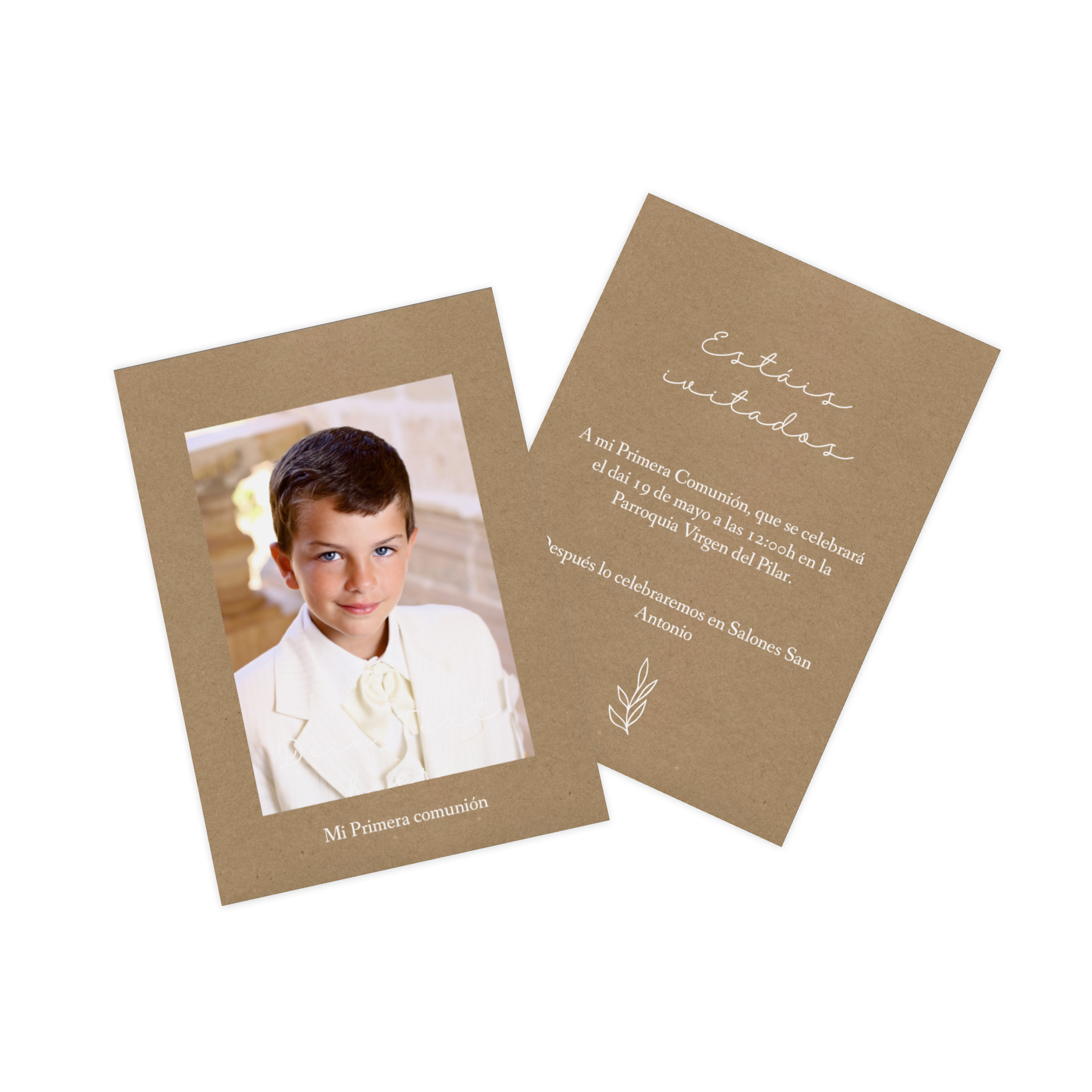 Invitación de comunión personalizada con la foto de una niña