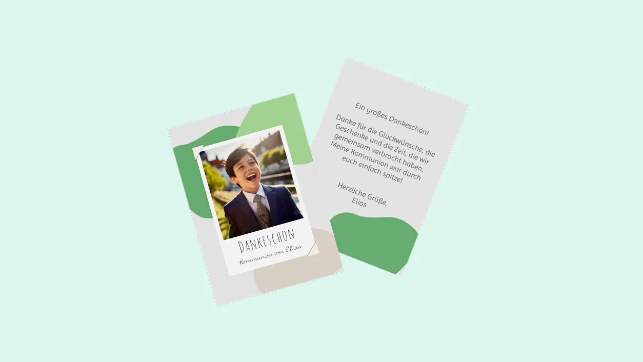 Dankeskarte zur Kommunion als Fotokarte Dankeskarte zur Kommunion als Fotokarte