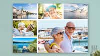 Fotocollage auf Alu-Dibond gestalten Fotocollage auf Alu-Dibond mit sommerlichen Bildern der Großeltern im Ambiente