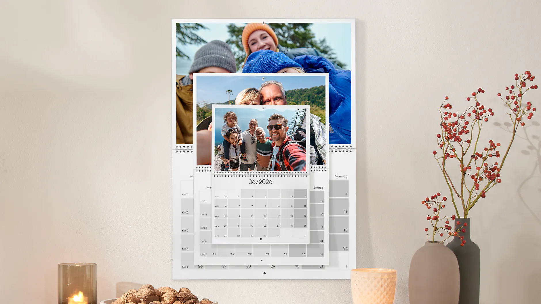 Klappkalender im A2, A3 und A4 Format im Größenvergleich