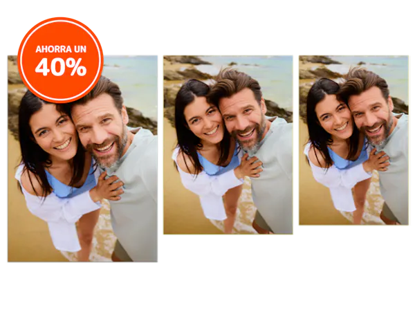 Revelado de fotos 3 formatos de revelado de fotos con la foto de una pareja de vacaciones