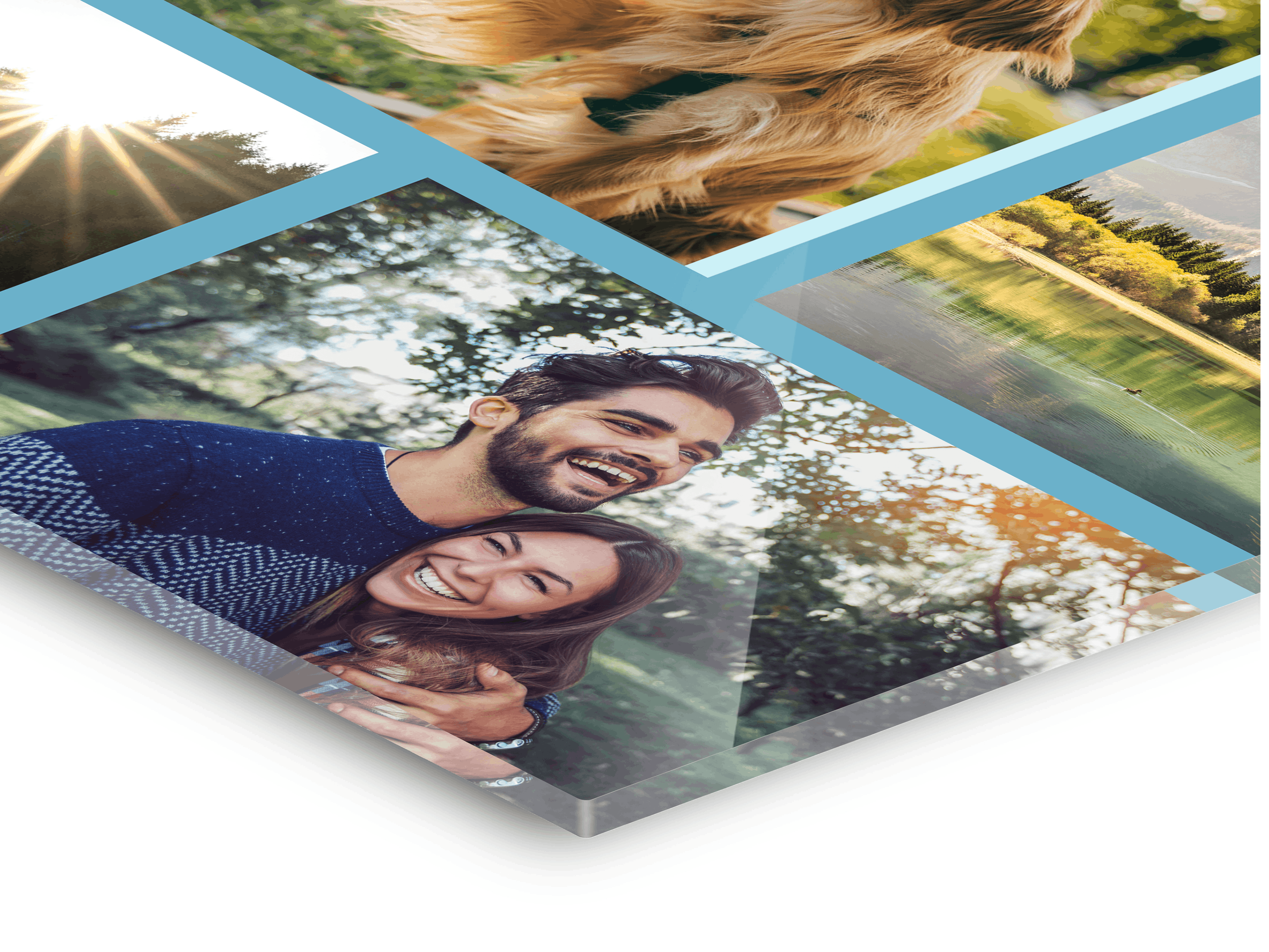 Pêle-mêle photo sur plexiglas avec photo de couple et de nature