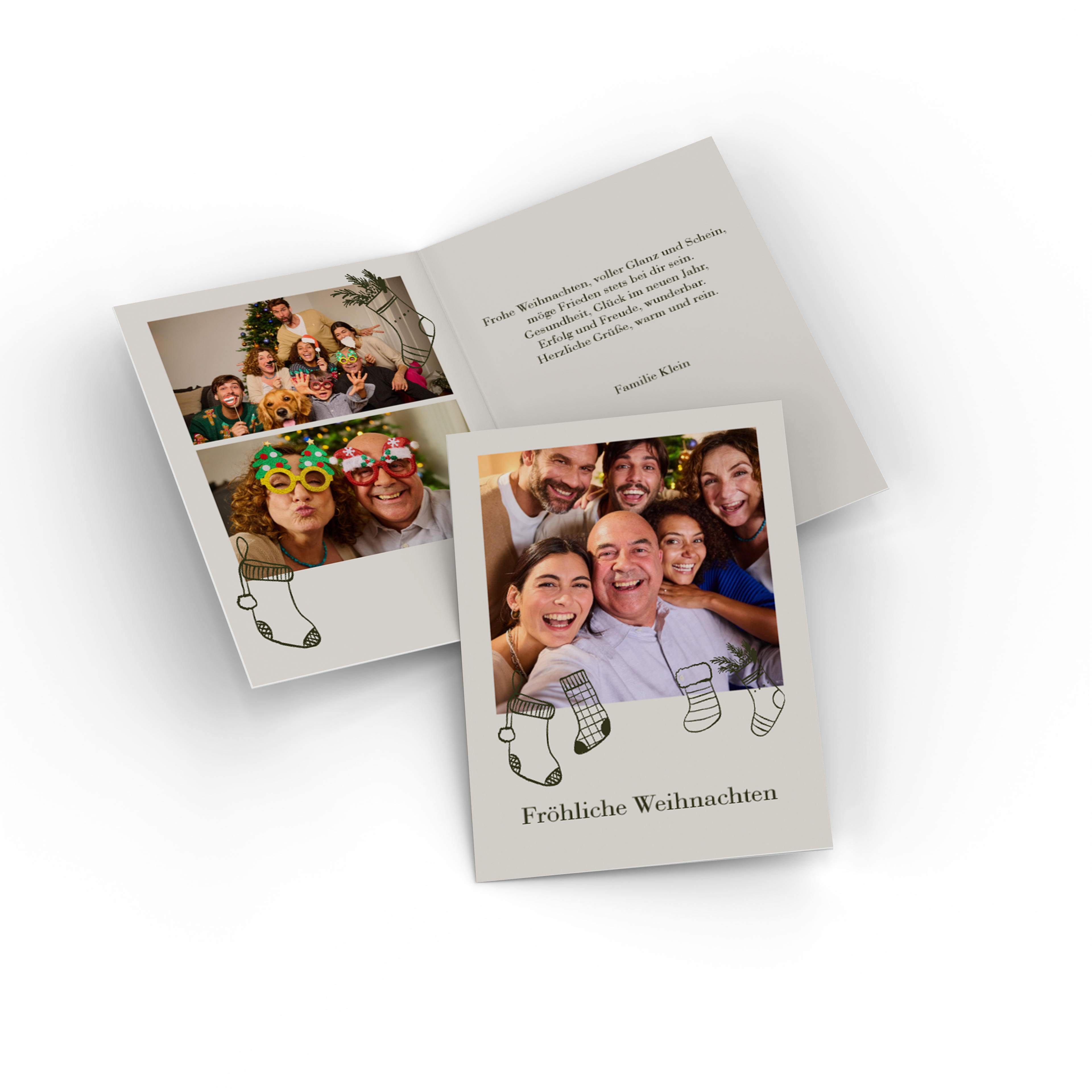 Klappkarte als Weihnachtskarte mit Familienfoto