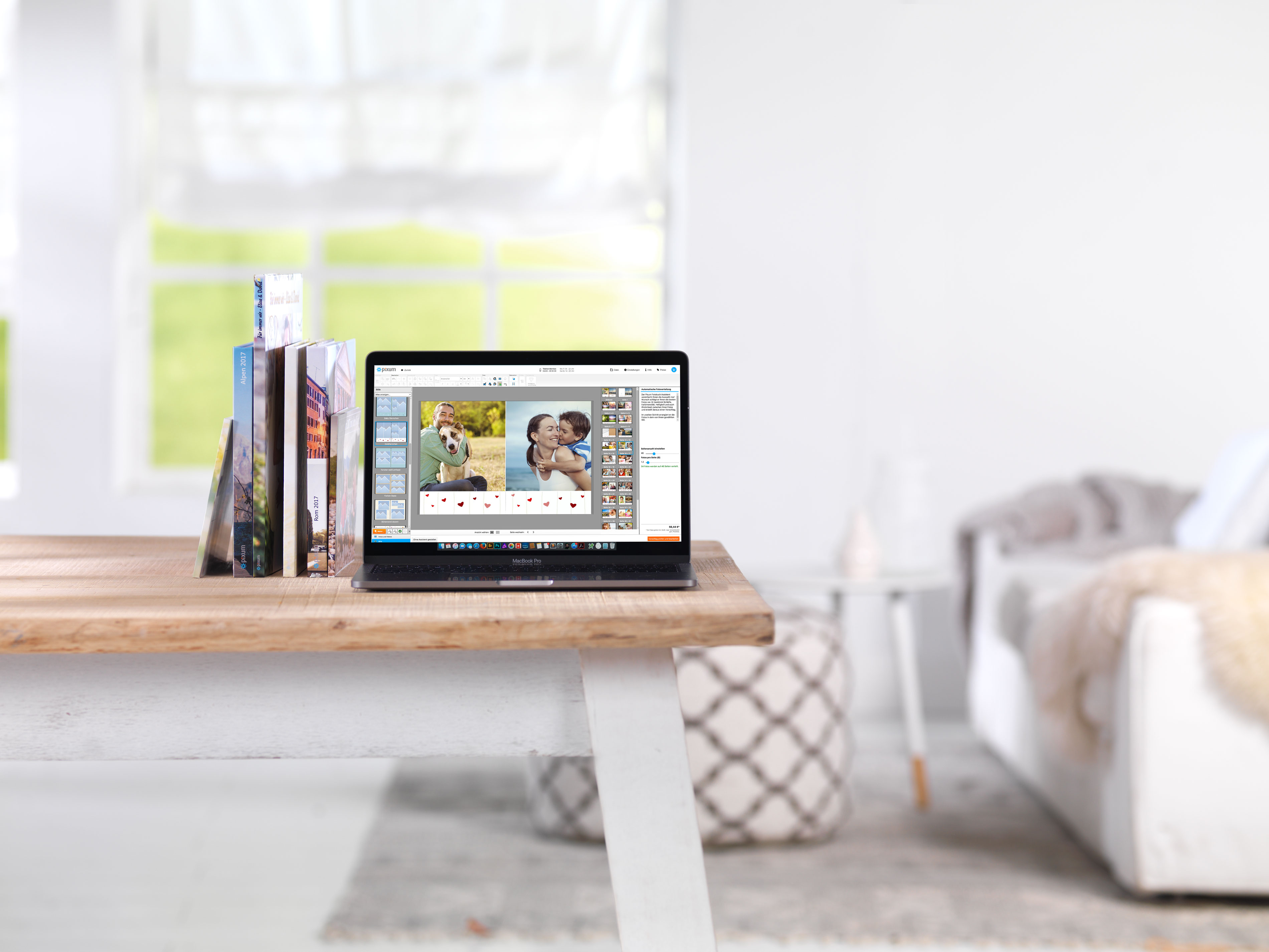 Captura de pantalla del Software Fotomundo Pixum mientras se crea un Álbum Digital 