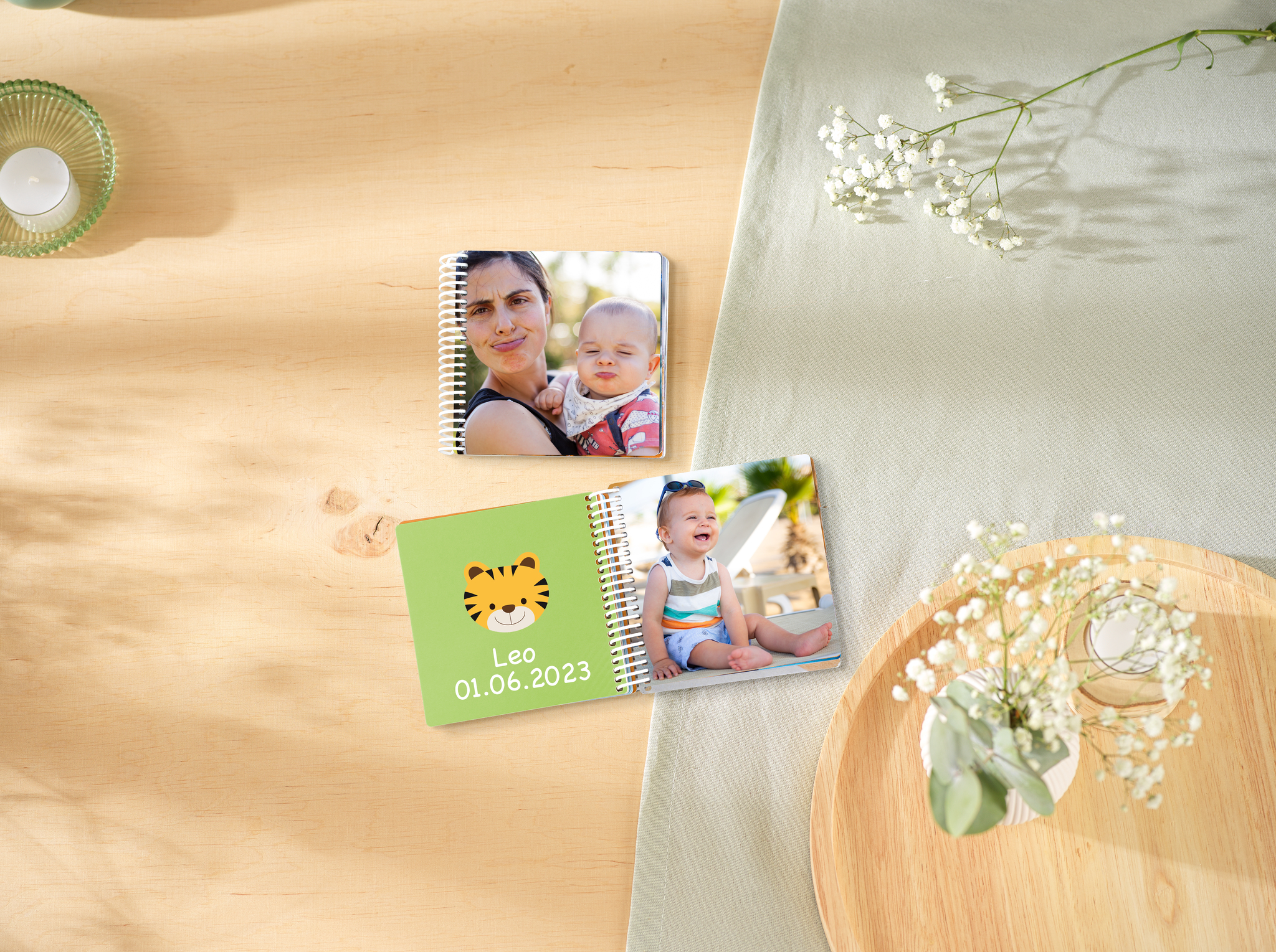 Fotolibro Baby con rilegatura a spirale con data del compleanno del bambino