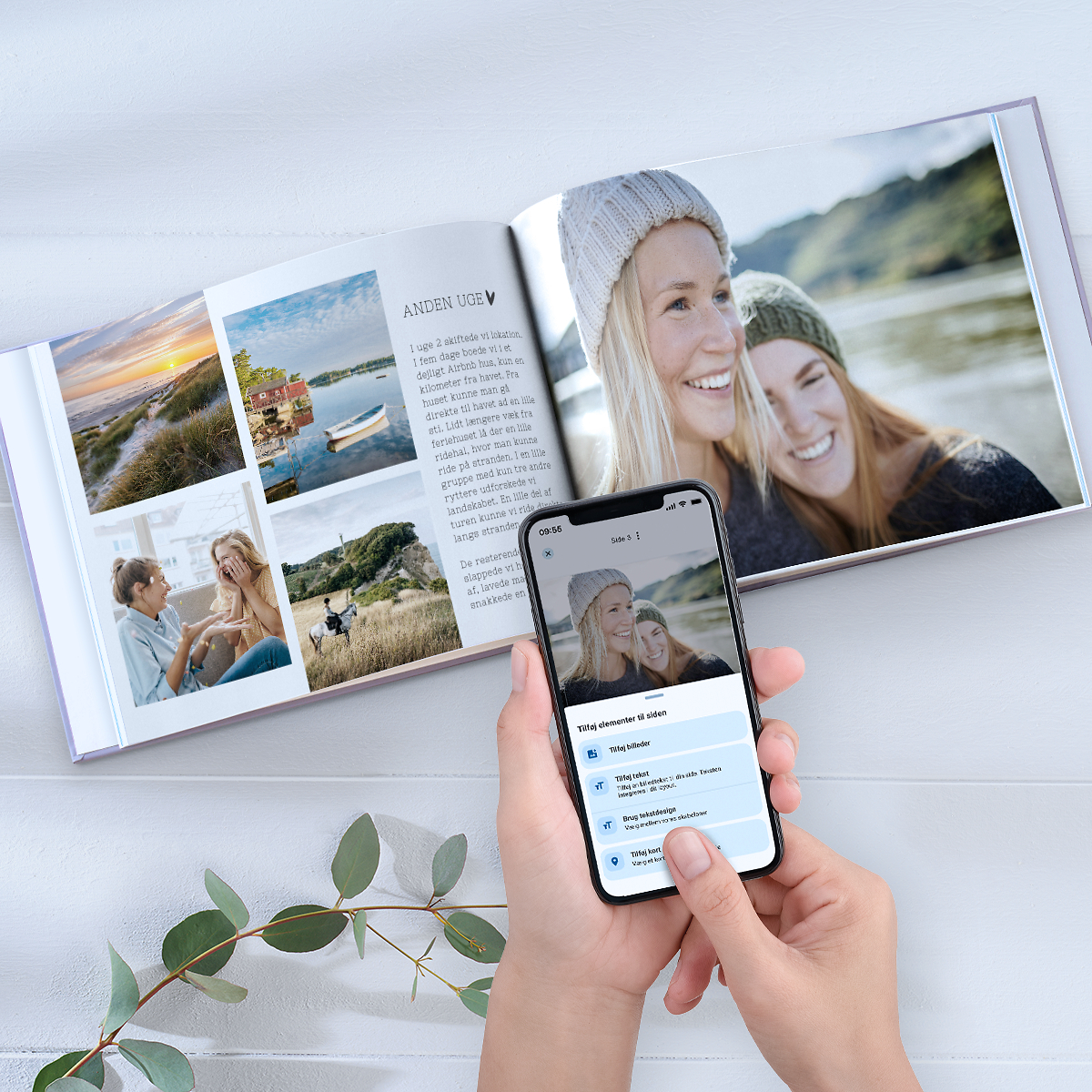 Design din egen fotobog med tekst i Pixum appen