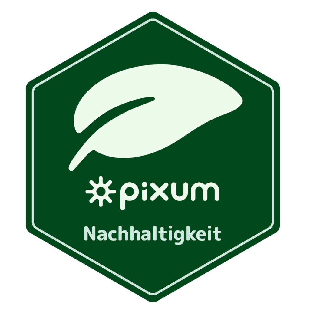 Grünes Logo zur Nachhaltigkeit bei Pixum
