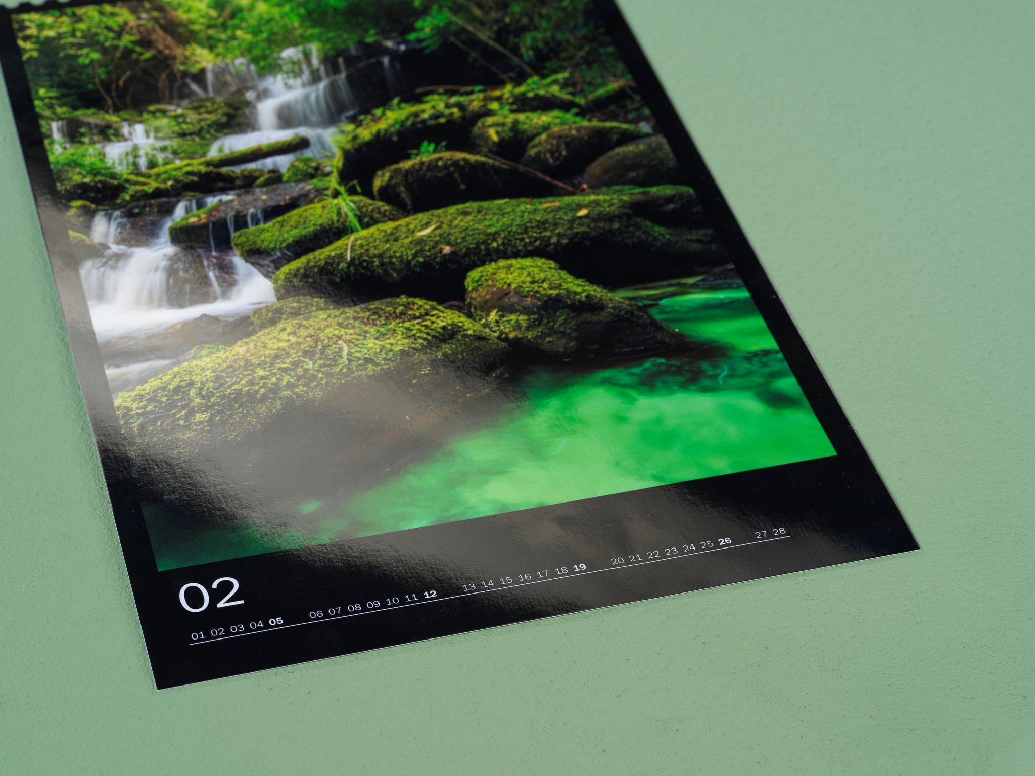 Detailansicht eines Fotokalenders mit Fotopapier glänzend