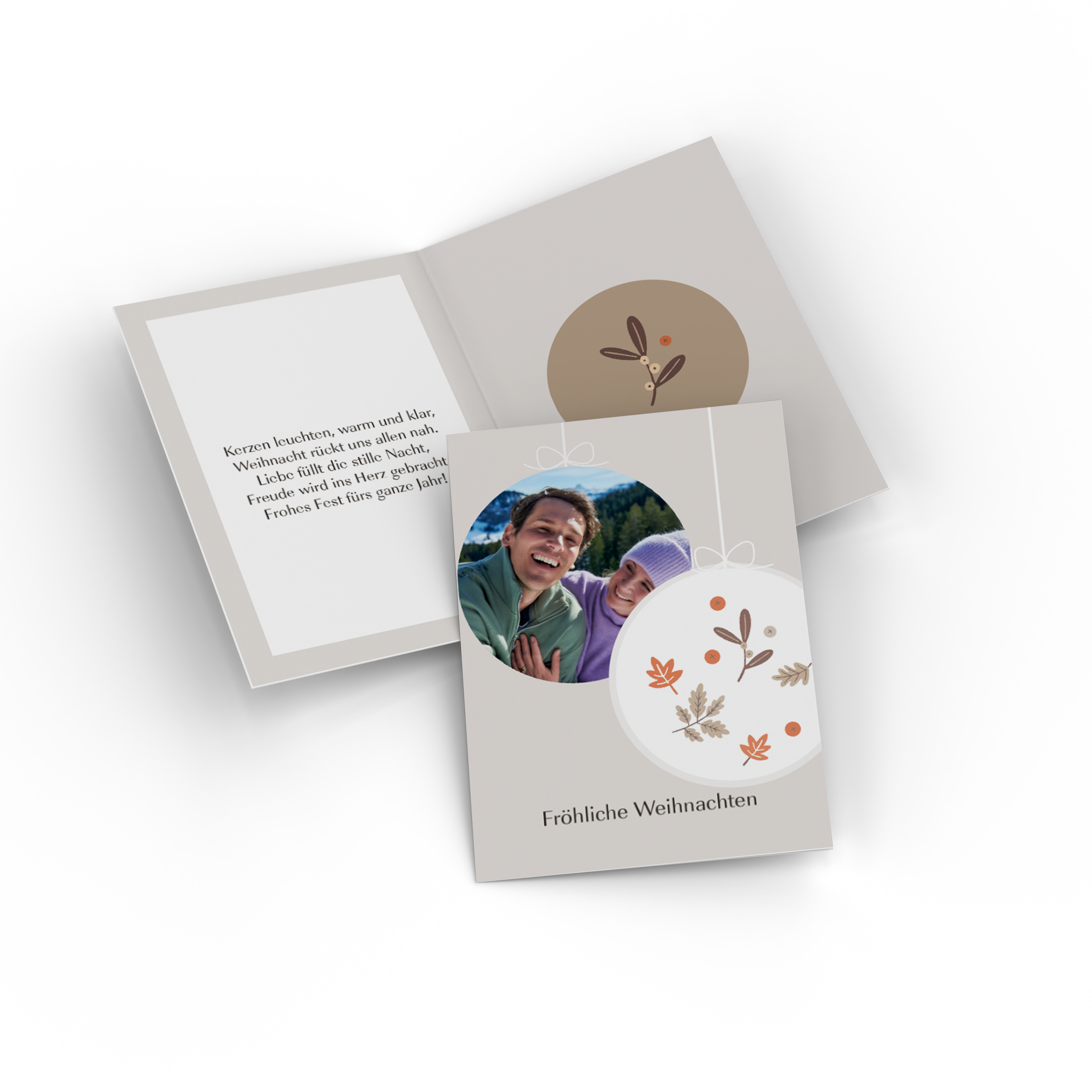 Klappkarte als Weihnachtskarte mit Familienfoto