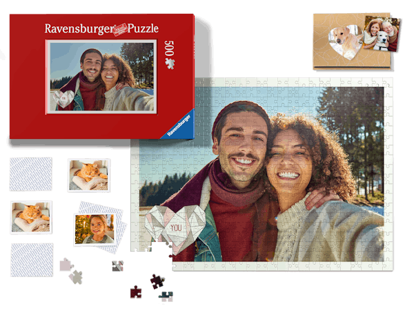 Foto de un puzzle con fotos, imanes personalizados, foto memo, regalos personalizados con fotos invernales
