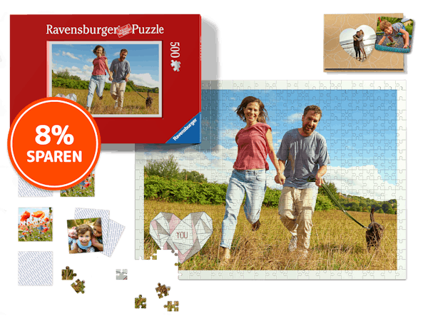Freisteller eines Ravensburger Fotopuzzles, Fotomagnete und Fotomemo mit Frühlingsmotiven