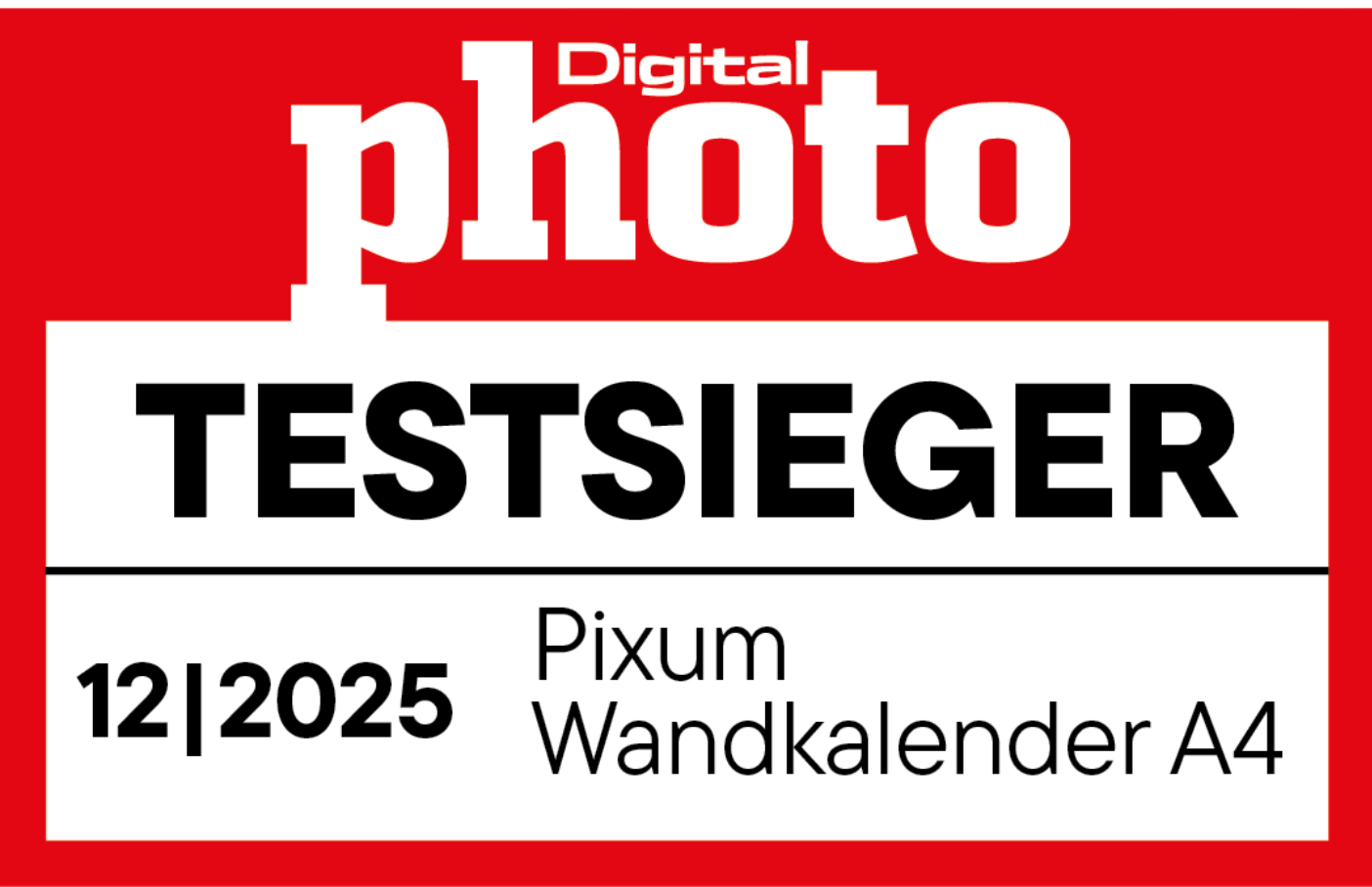 DigitalPHOTO 12/2025 Pixum Wandkalender Testsieg