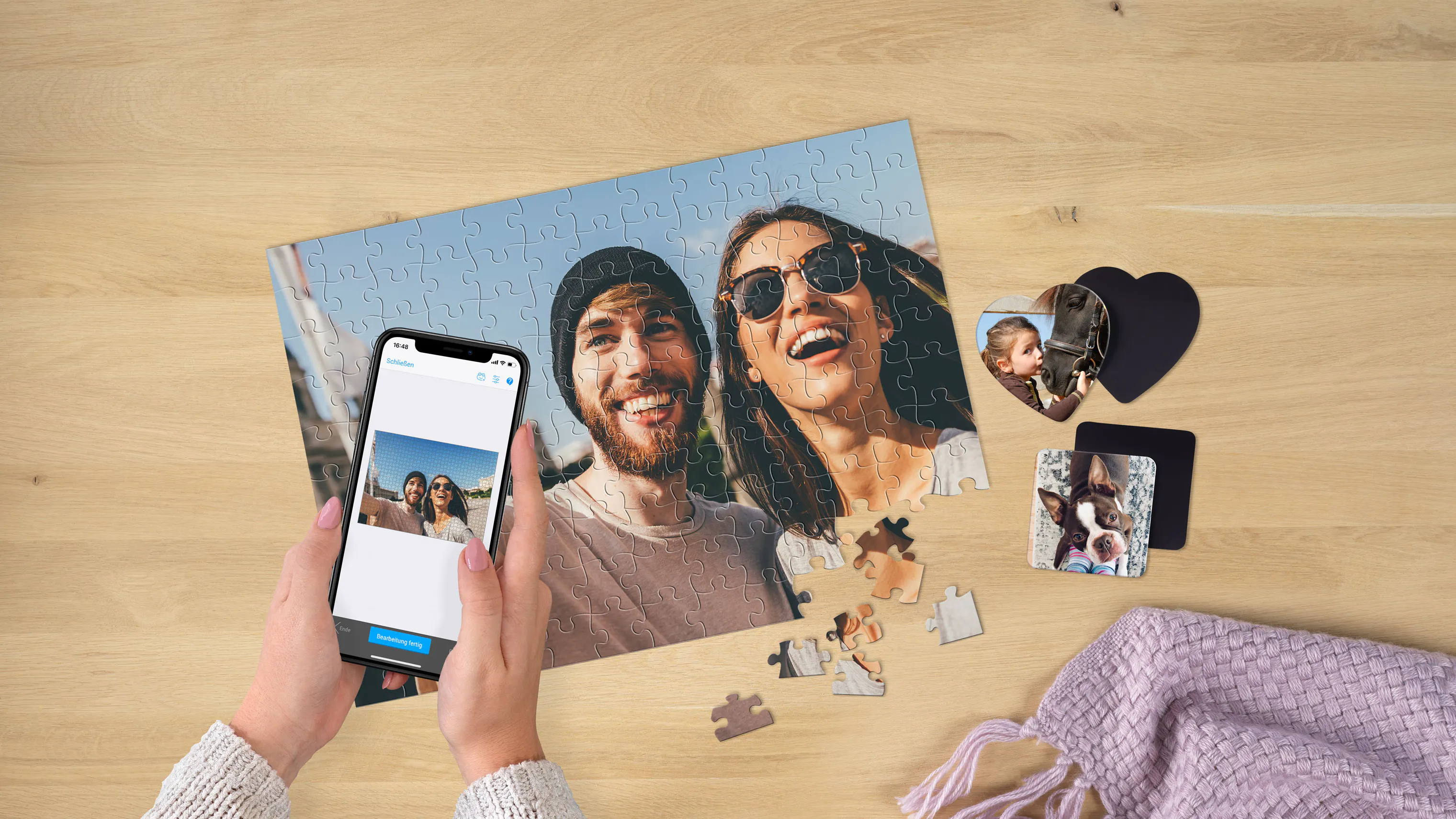 Fotopuzzel en magneten via de app ontwerpen