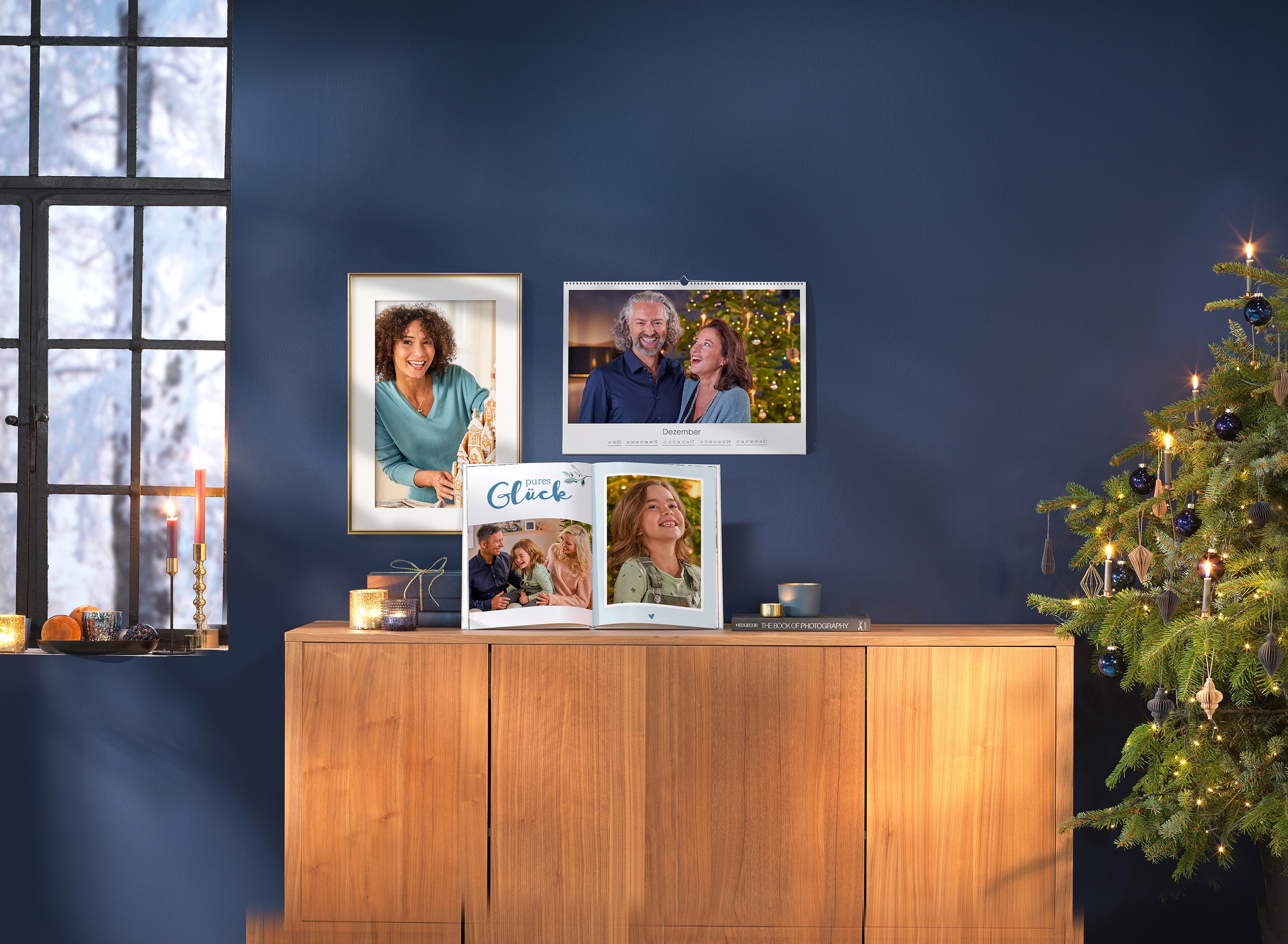 Pixum Fotoboek, wanddecoratie en een fotokalender in kerstsfeer