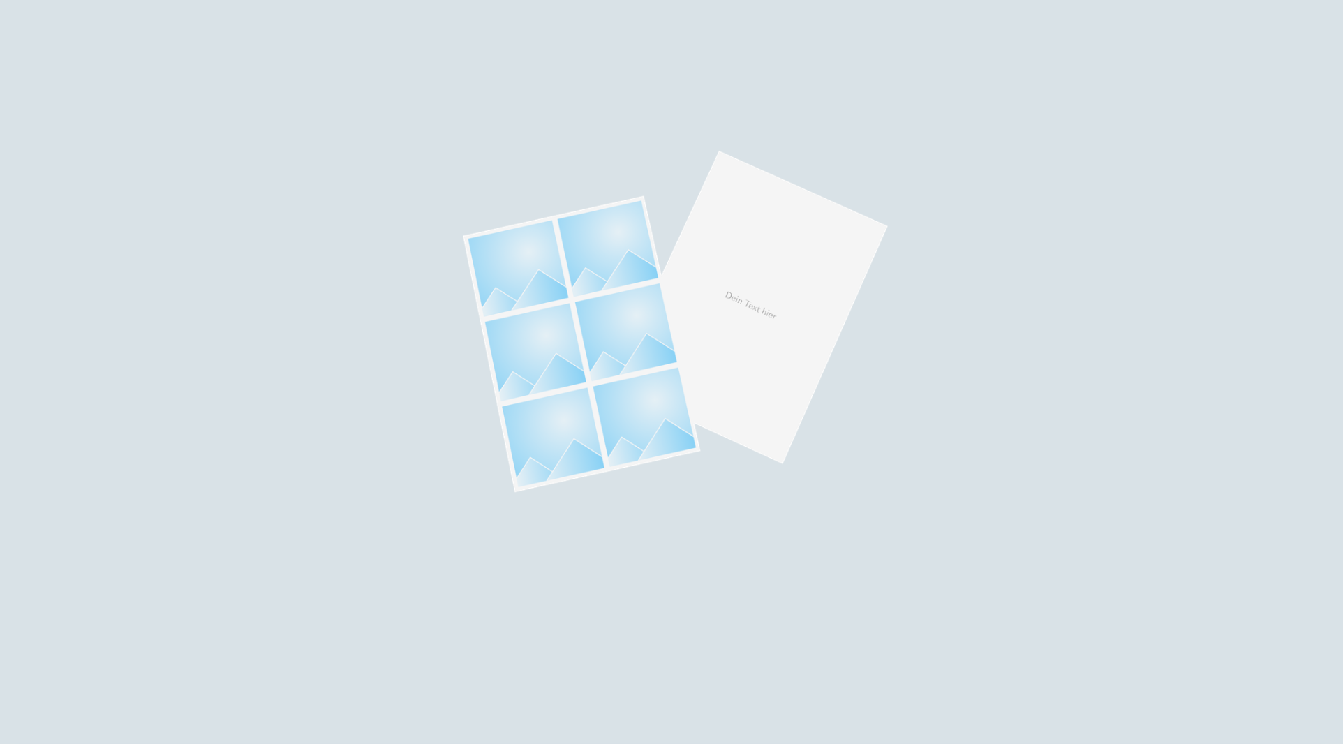 Zwei Fotokarten mit simpler Gestaltung liegen nebeneinander