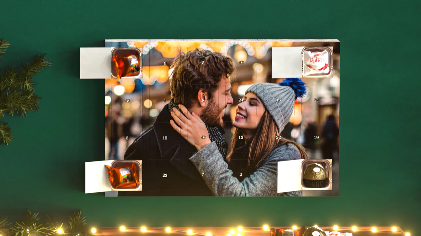 Calendario dell'Avvento personalizzato con cioccolatini Ferrero