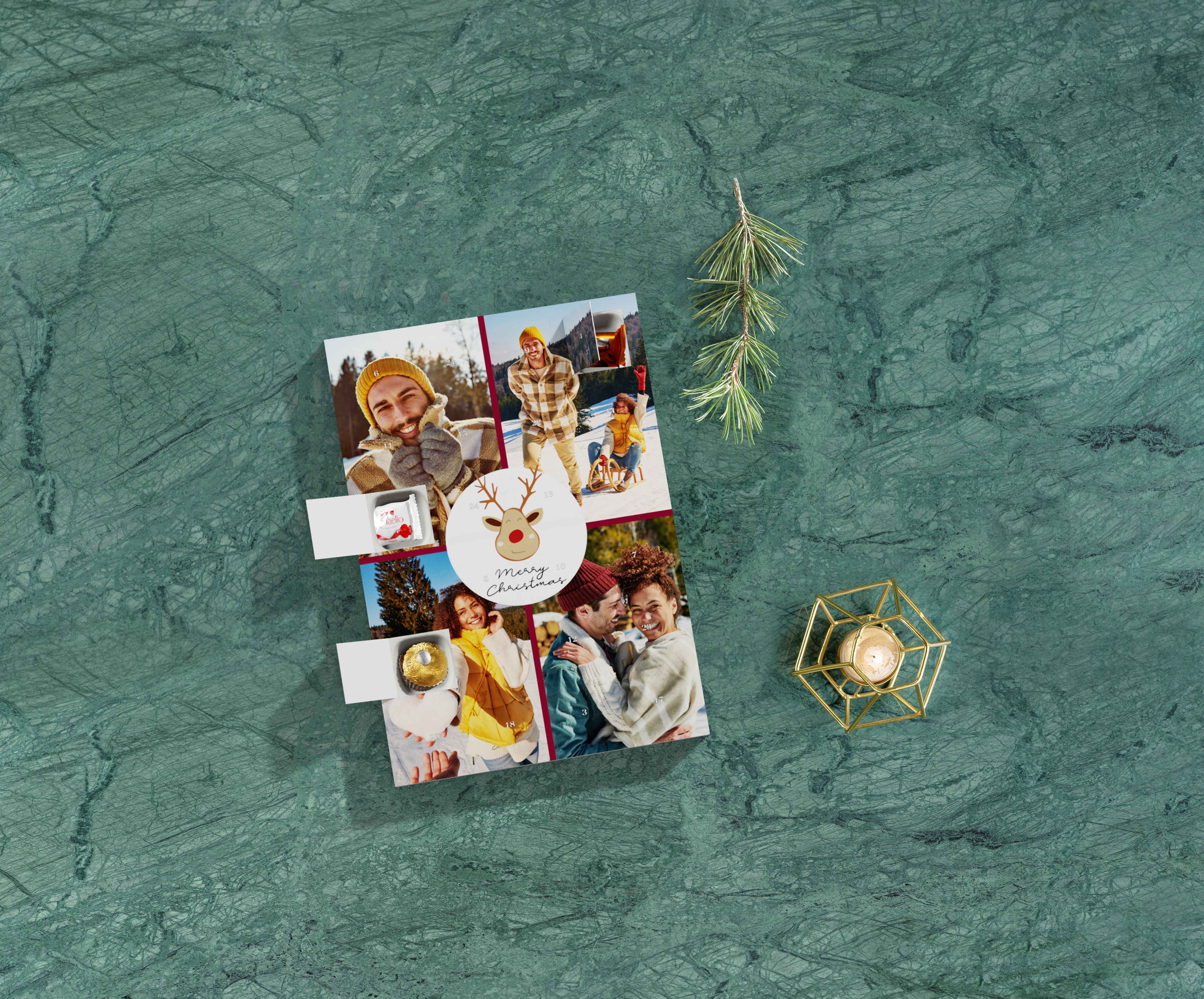 Calendari dell'Avvento con cioccolatini Ferrero con collage di foto