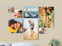 Mix van wanddecoratie met canvas, allumium en Pixum Squares Mix van wanddecoratie met canvas, allumium en Pixum Squares met zomerse foto's