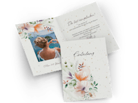 Klappkarte als Einladung zum Geburtstag gestalten Klappkarte mit Blumen als Geburtstagseinladung