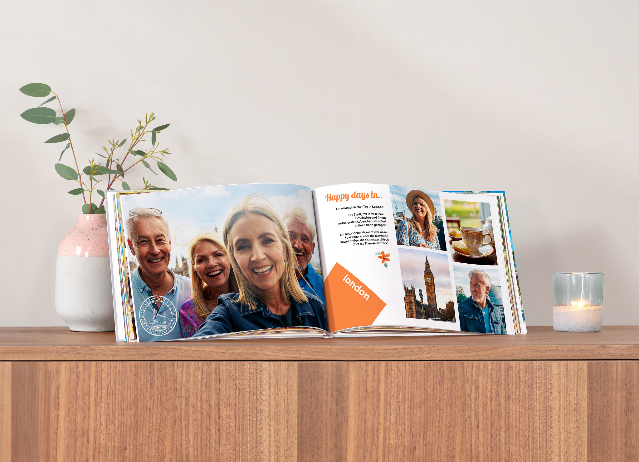 Pixum Fotobuch im Querformat mit Fotos eines Städtetrips nach London