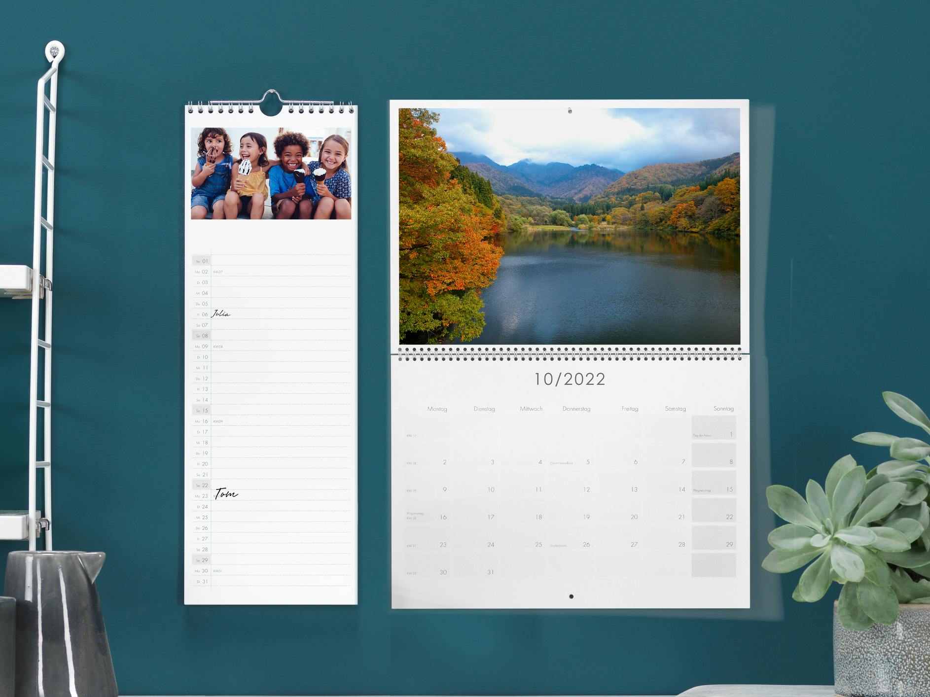 Calendari per appuntamenti e per cucina con diversi tipi di foto