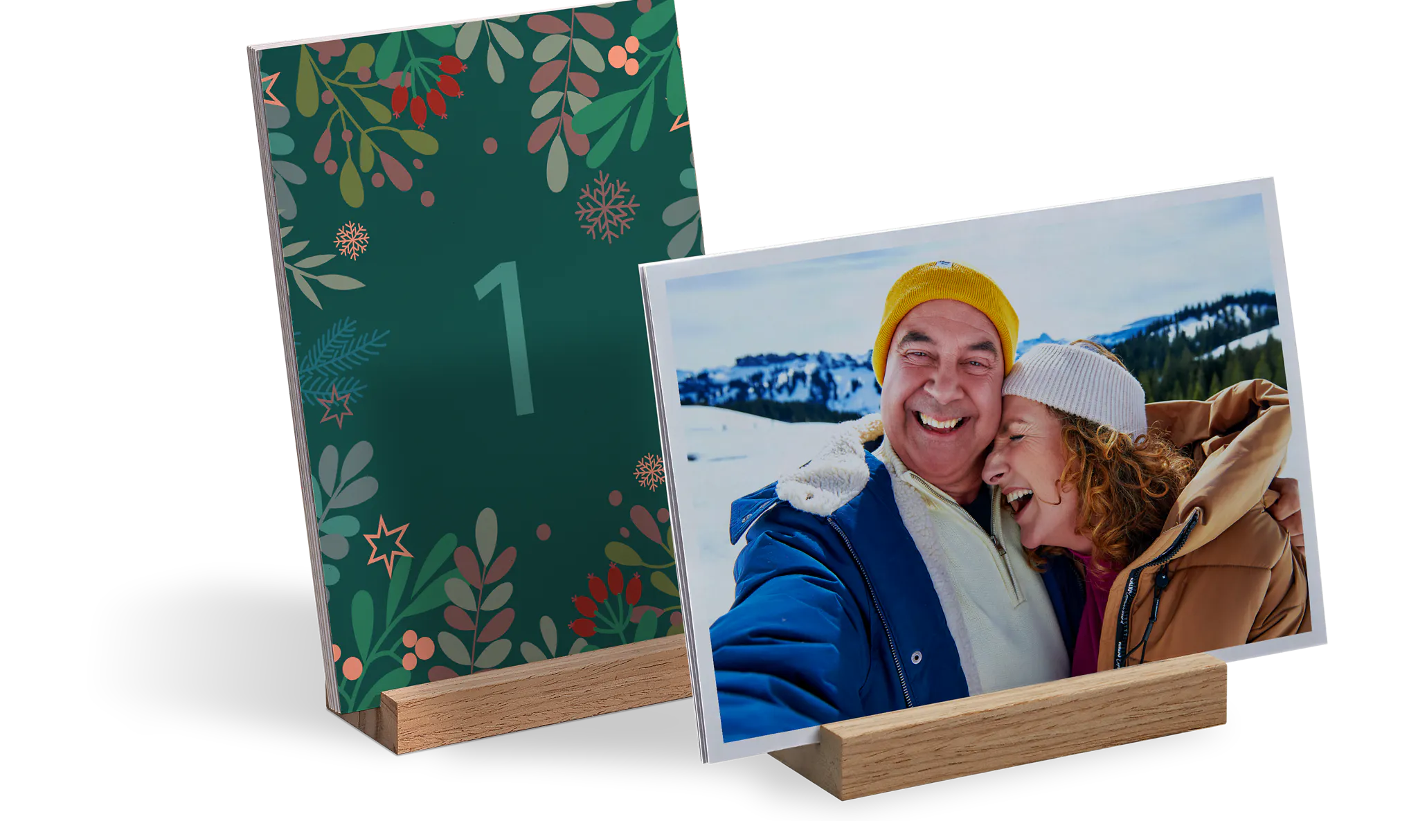 Bord-julekalender med træfod og kreative designs Bord-julekalender med træfod og kreative designs