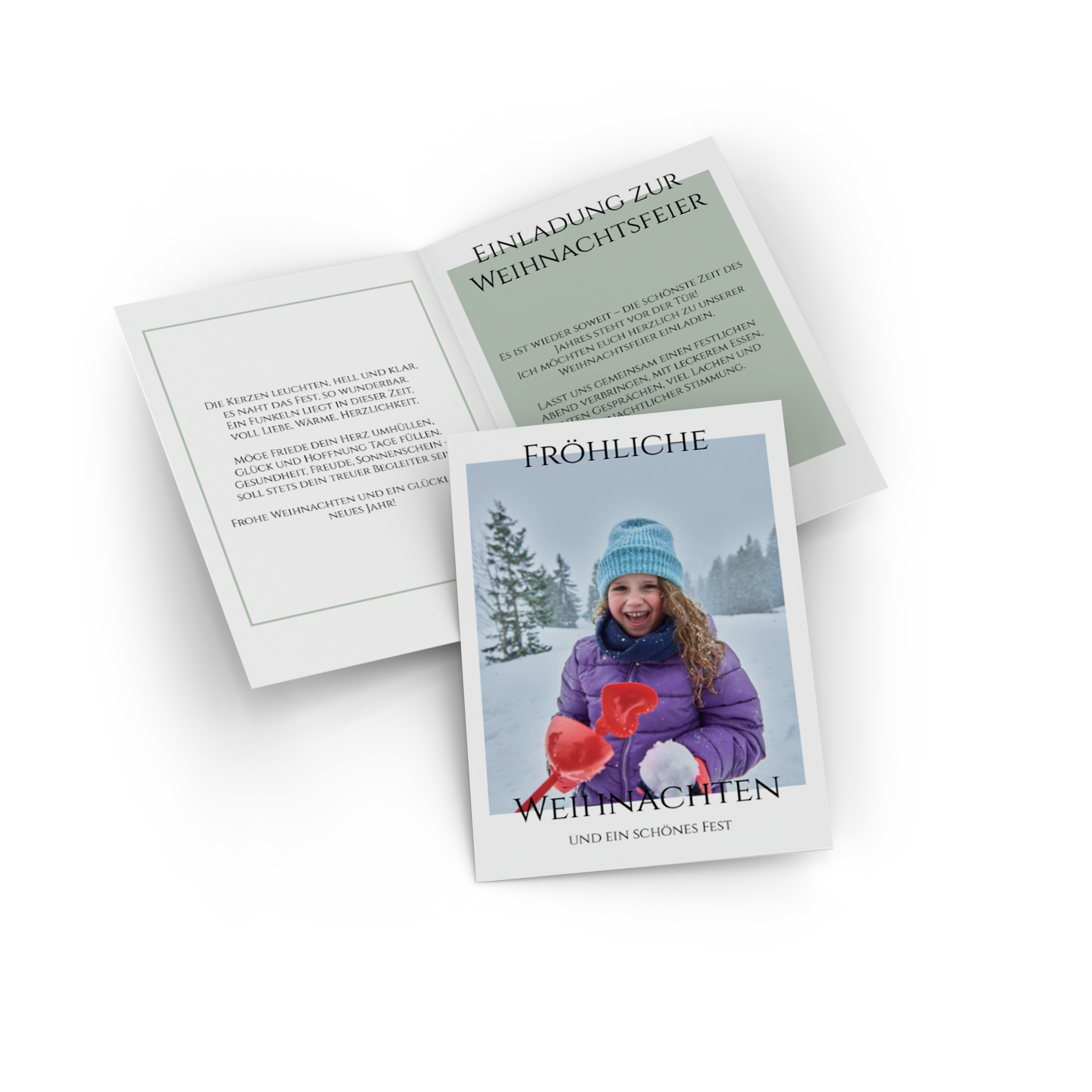 Klappkarte als Weihnachtskarte mit Familienfoto