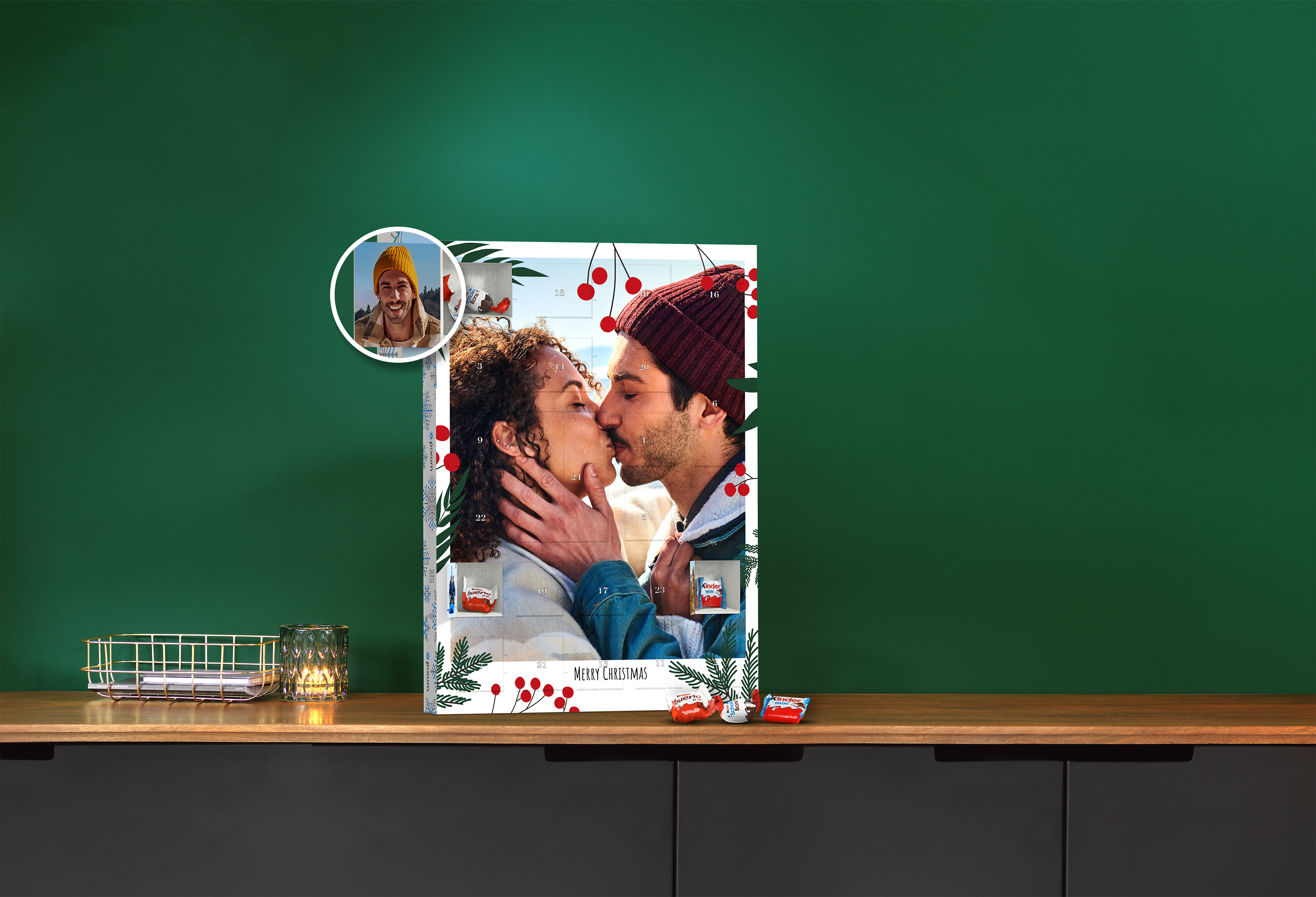 Pixum Adventskalender mit Schokolade von kinder in Hochkant