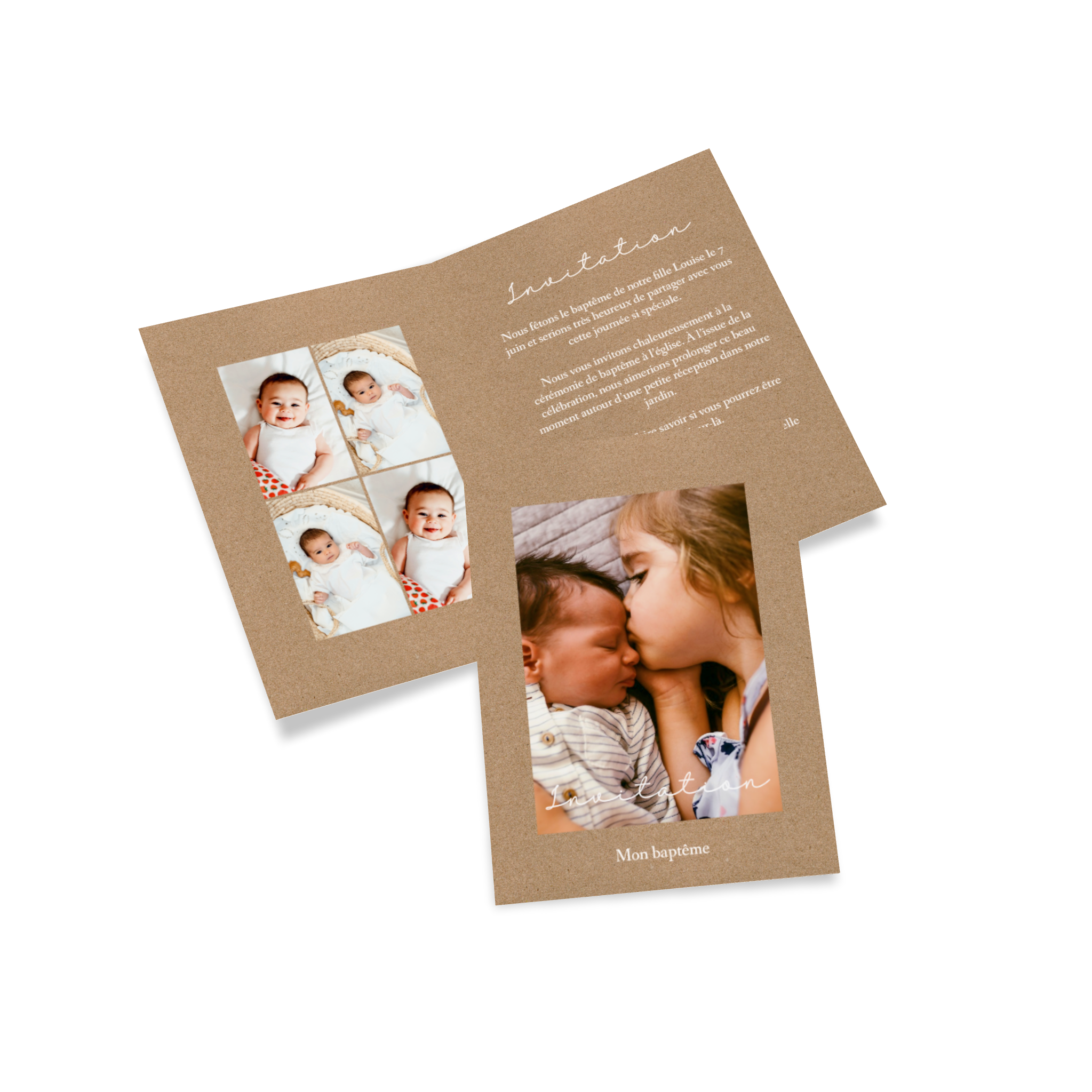 Carte d'invitation de baptême Kraft Paper Greetings.