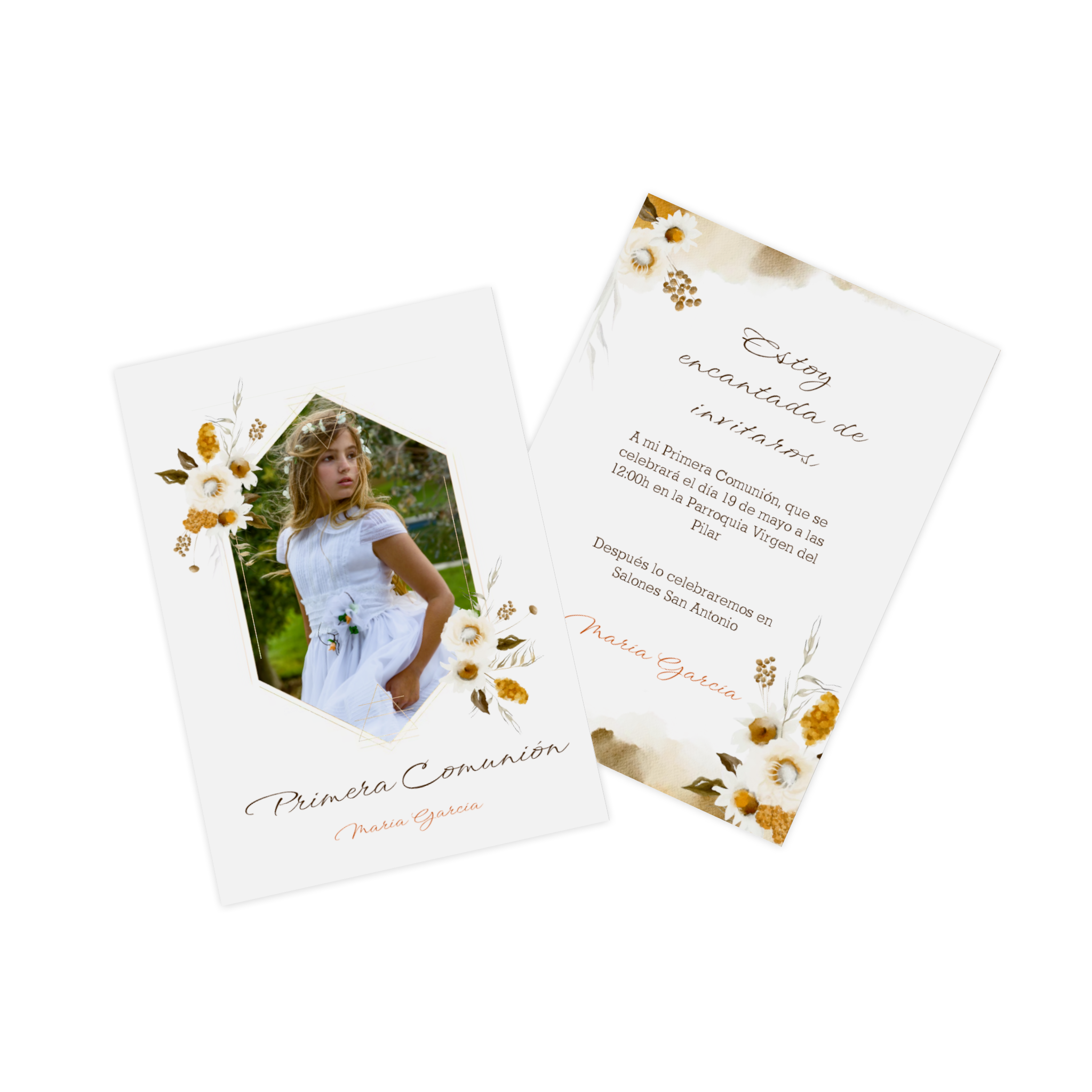 Tarjeta personalizada como invitación de comunión