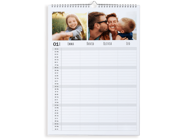 Calendrier photo Pixum comme calendrier familial personnalisé avec photos