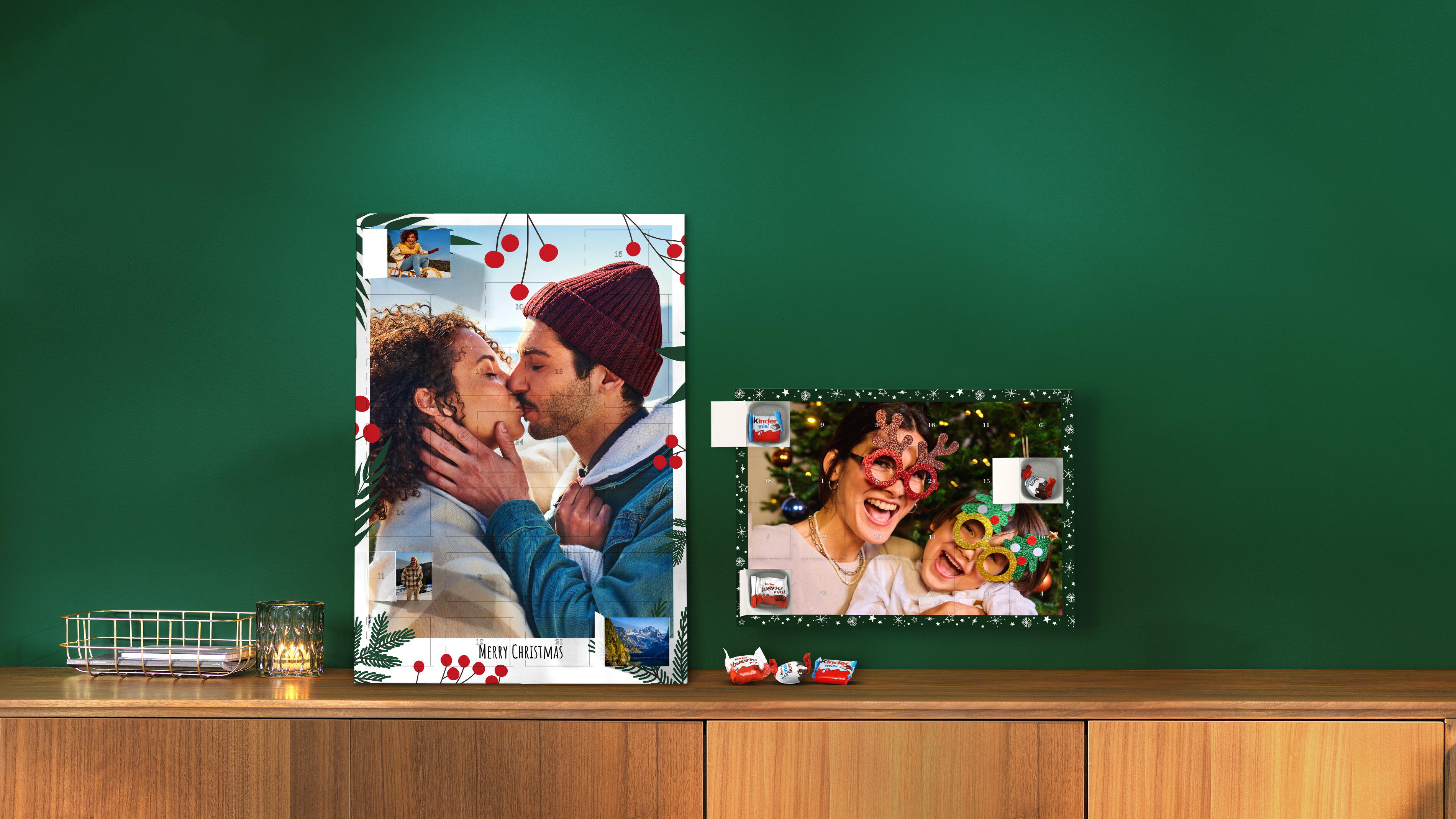 Deux calendriers de l'Avent photo Pixum avec chocolats et fenêtres photo