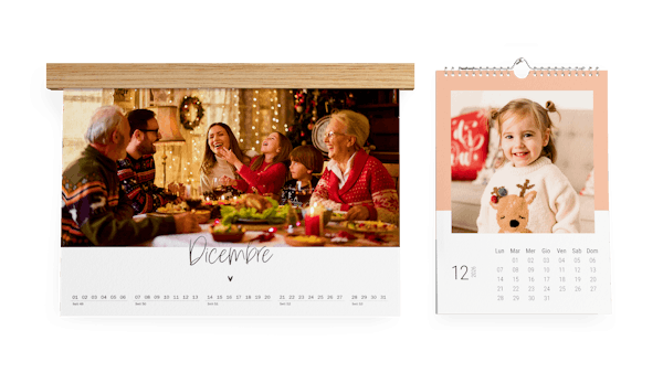 Due calendari fotografici in formato orizzontale e verticale con i ricordi dell’anno