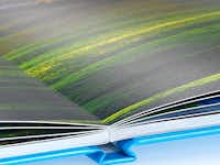 Fotopapier matt Freisteller eines aufgeschlagenen Fotobuchs mit Detailansicht des Fotopapiers matt