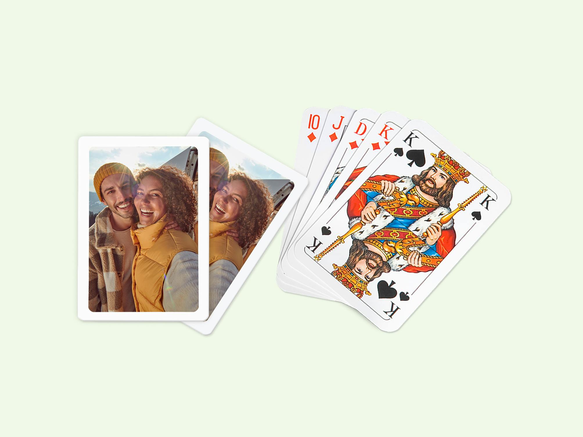 Personlige spillekort med foto af et par