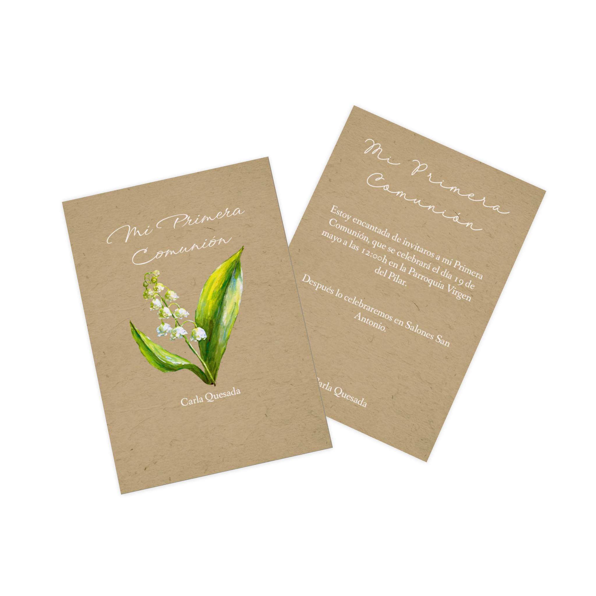 Invitación de comunión personalizada con texto