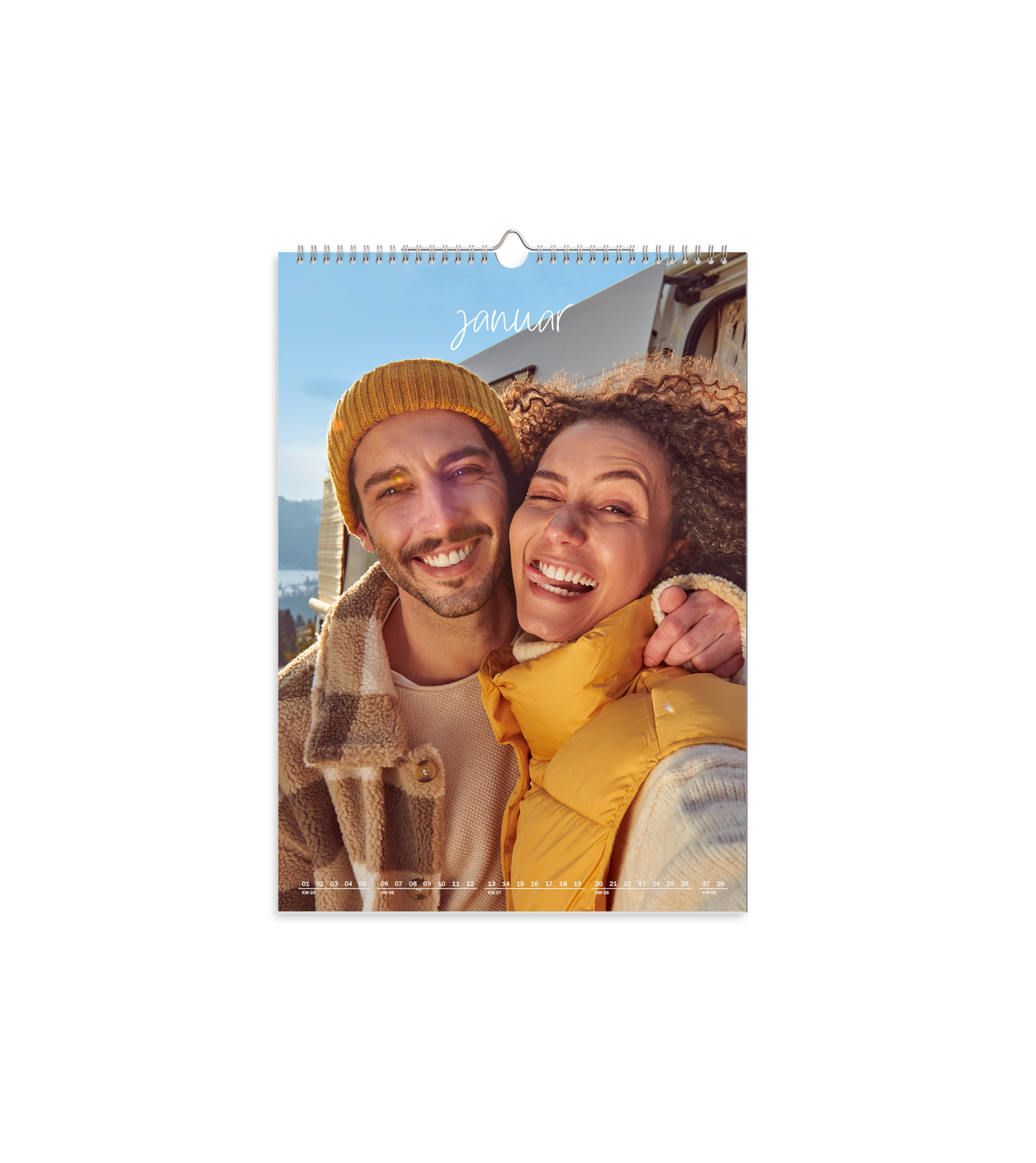 Calendrier mural au design minimaliste avec une photo d'un couple