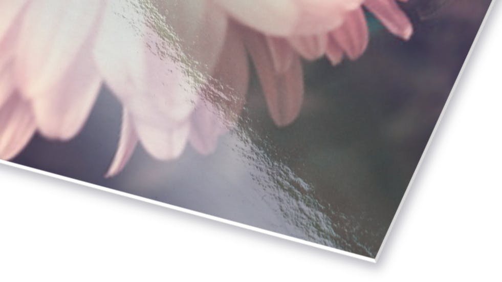 Detailbeeld van een fotowenskaart met ansichtkaartenpapier hoogglans