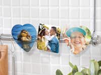 Fotomagneten vierkant en hartvormig ontwerpen Hartvormige en vierkante fotomagneten met lentefoto's