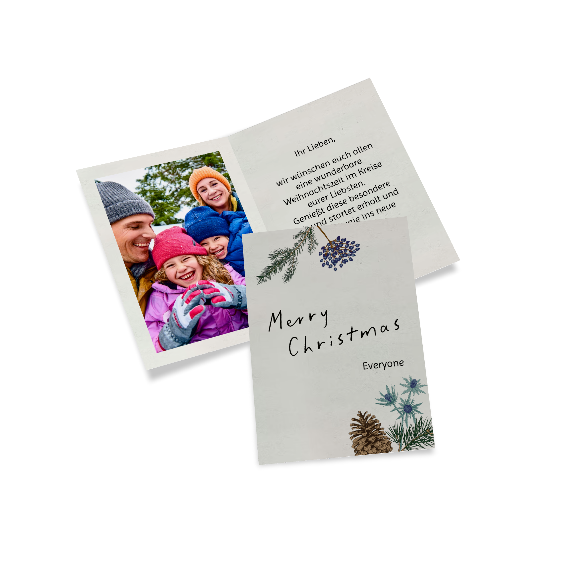 Klappkarte als Weihnachtskarte mit Familienfoto