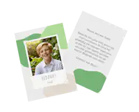 Bedankkaart communie Bedankkaart voor een communie met groene elementen en een foto van een jongen.