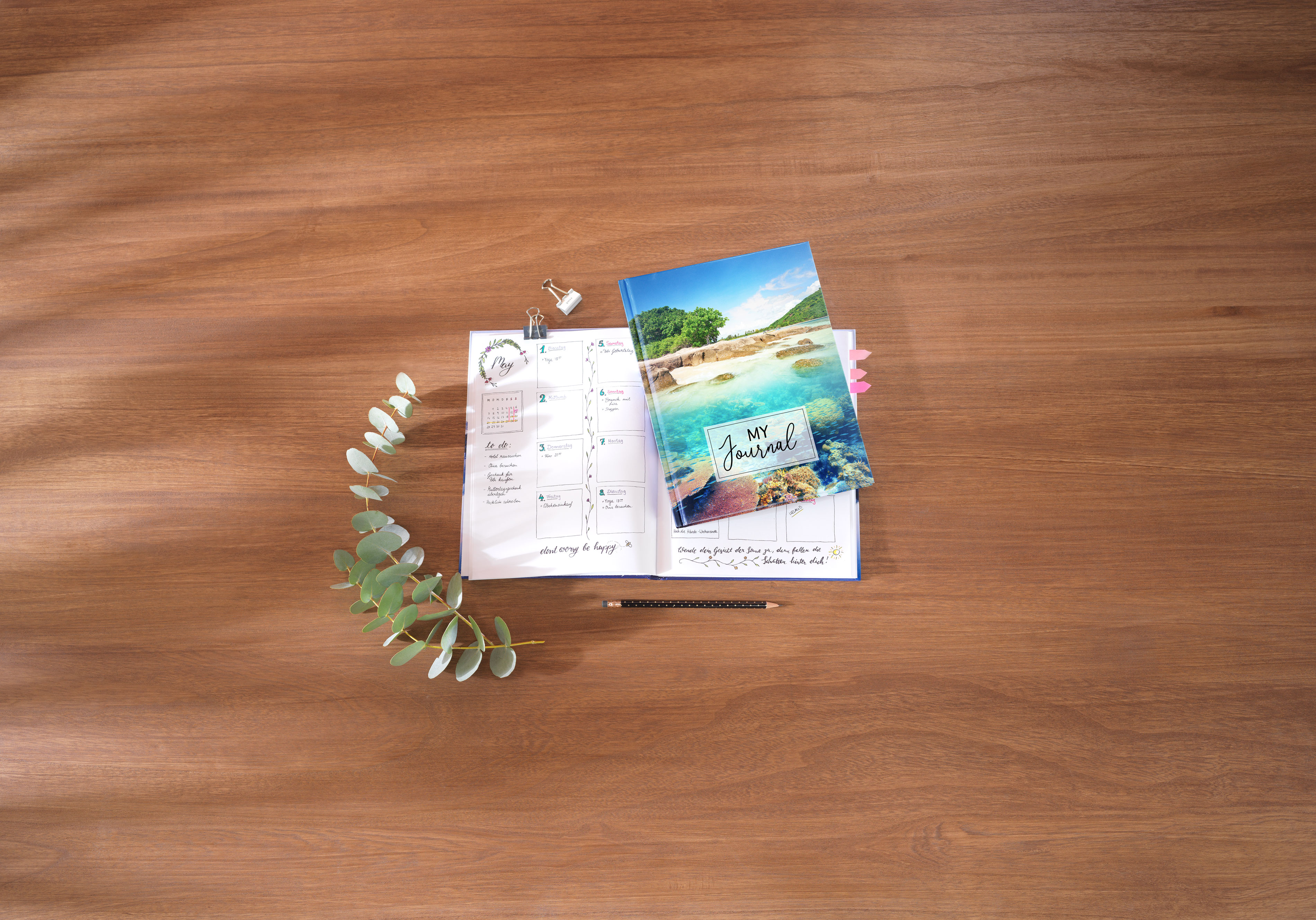 Cuaderno personalizado como cuaderno de vacaciones con la foto de una playa en la cubierta