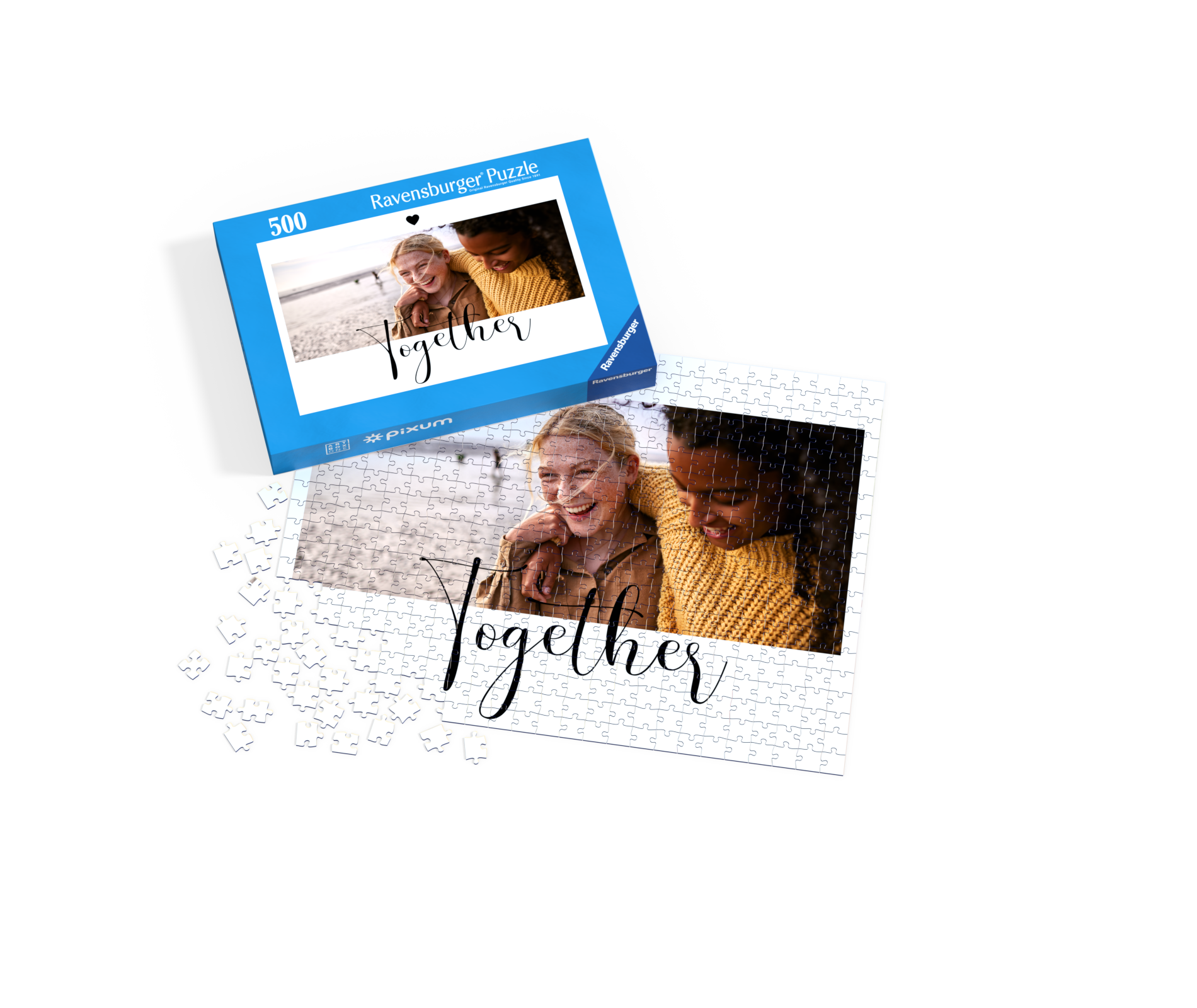 Fotopuzzle von Ravensburger mit 500 Teilen und einer Designvorlage.